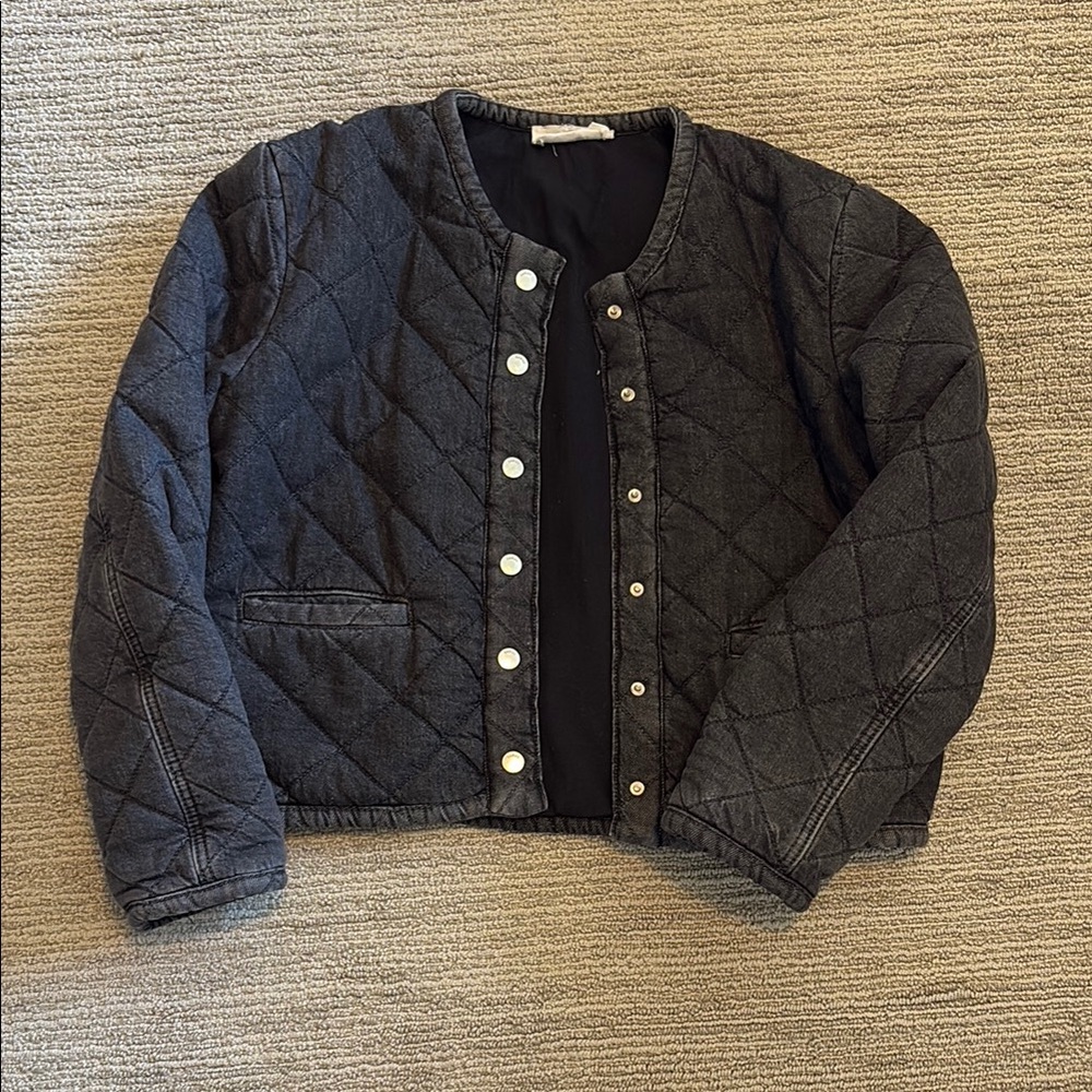 ba&sh Black Denim Quilted Jacket